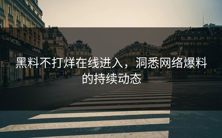 黑料不打烊在线进入，洞悉网络爆料的持续动态