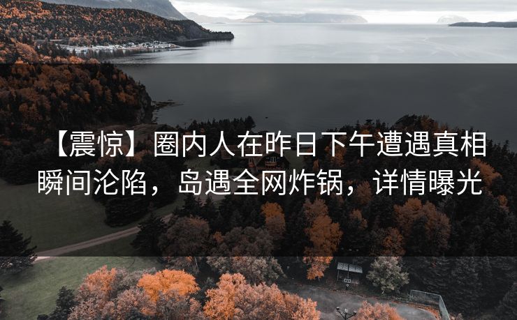 【震惊】圈内人在昨日下午遭遇真相 瞬间沦陷，岛遇全网炸锅，详情曝光