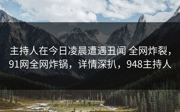 主持人在今日凌晨遭遇丑闻 全网炸裂，91网全网炸锅，详情深扒，948主持人